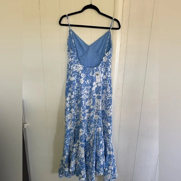 Abercrombie Blue& White mermaid low back spaghetti strap cocktail midi dress-MED - Picture 2 of 4